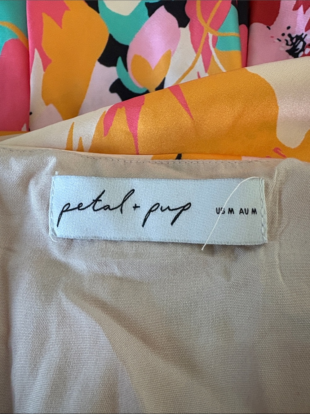 Petal & Pup Floral Satin Posse Cowl Neck Midi Slip Dress Pink Medium - Picture 7 of 9